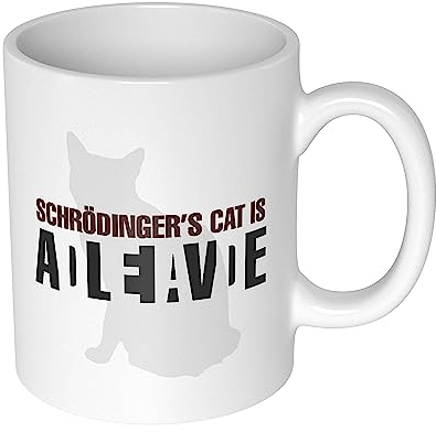 getDigital Schrödingers Katze Becher Tasse für Nerds und Geeks, Keramik, weiß, 1 Stück (1er Pack)