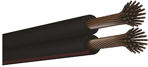 EMOS S8293 Cobre 2 x 1,5 mm², 100 Metros Doble Cable de CCA, de Baja tensión, Negro con Marcado de polaridad, 2 x 1,50 mm2, Set Piezas