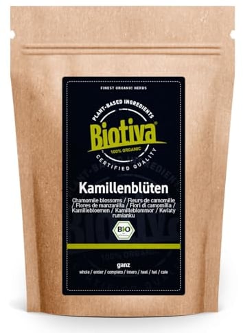 Tè alla Camomilla Biologico - 250g - Fori di Camomilla Interi biologici - Benessere Fisico - Tisane sfuse - controllato in Germania (DE-eco-005)