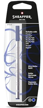 Sheaffer Slim 97525 Original Refill for Rollerball Pen, Medium Point, Compatible with Sheaffer Intensity, Sagaris, VFM, 100 and 300 Rollerball Pens, 1 Pack, Blue