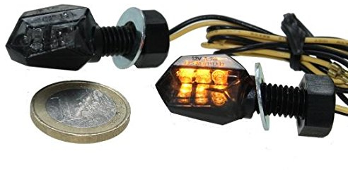 LED Micro Mini Blinker Tiny getönt (Smoke Grey) für Motorrad, Quad, Roller mit E-Nummer, Aprilia, BMW, Honda, Kawasaki, Suzuki, Yamaha