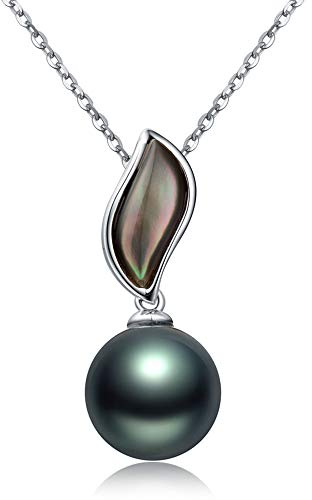 Viki Lynn Halskette mit Perlen-Anhänger, Flamme D'Amour, Tahitiperle, für Damen, aus Aufzucht, Schwarz 9–10°mm, Klasse AAA, Silber 925/1.000, Größe 45°cm