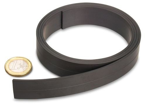 Magnetband - Breite 20,0 x 2,0 mm - Rohmaterial, mit Schere zuschneidbar, haftet auf Allen metallischen Flächen