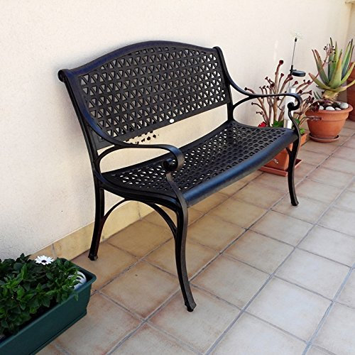 Lazy Susan July Metal Garden Bench (Champagne 55cm) in Antique Bronze Sand Cast Aluminium | Weatherproof | Rustproof | Low Maintenance | 3 Year Guarantee