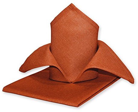 Haus und Deko Stoffservietten 4er Pack Struktur Leinen-Optik bügelfrei 50x50 cm Servietten #1239 (Terra)