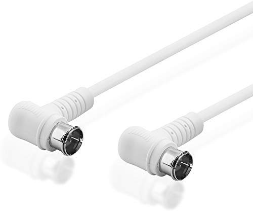 BestPlug 5 Meter Sat LNB Kabel 75 Ohm, F Quick-Stecker 90° abgewinkelt auf F Quick-Stecker 90° abgewinkelt, geeignet für 3D SD HD FullHD UHD 4K, Weiss