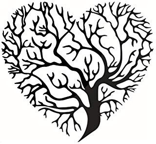 Sticker mural Branche d'arbre en forme de cœur Noir