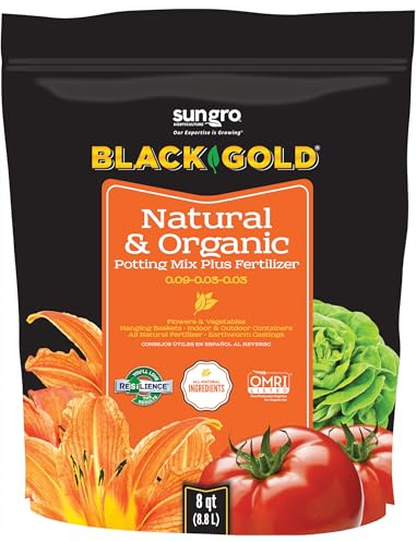 SunGro Horticulture Potting Mix - Natural & Organic, Black Gold - 8qt - Earthworm Castings, Perlite
