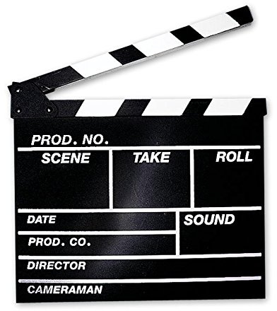 Close Up Hollywood Filmklappe groß, schwarz lackiert, Druck weiß, 100% MDF (Holz gepresst) - klappbar; Für Hobbyfilmer, Filmfans – Deko Regieklappe, Maße: 30,5x27 cm