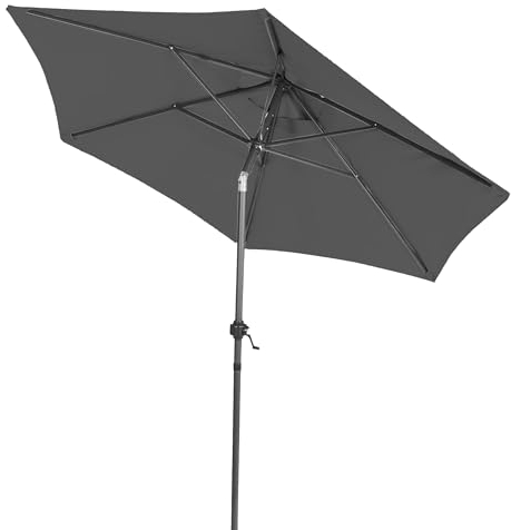 Spetebo Sonnenschirm rund mit Kurbel 200 cm - anthrazit - Sonnenschutz Schirm mit Knickgelenk - Gartenschirm Marktschirm Terrassenschirm Balkonschirm Tischschirm verstellbar