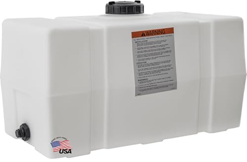 RomoTech 82123919 Horizontal Square Reservoir Water Tank, 50 Gallon, Made in USA, Natural Poly Tank for Non-Flammable Liquids, UV-Resistant, Ideal for Agricultural Use, RV Water Storage, White