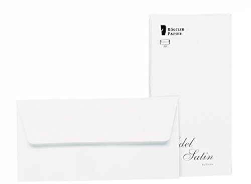 Rössler edel Briefumschläge ohne Fenster | Edelsatin Kuvert | 20 Stück Briefumschläge DIN lang | Briefpapier edel | Briefumschläge Hochzeit | Farbe: Weiß