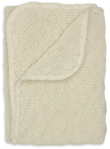 Disana Baby Wolldecke - Gestrickt aus 100% kbT Schurwolle, Größe 100x80cm, Weiß, Medium