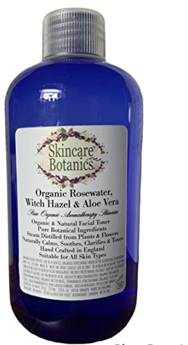 Organic & Natural Rosewater & Witch Hazel Facial Toner with Aloe Vera | Made with pure, highest grade organic ingredients | Gentle, refreshing & effective - removes impurities & soothes, tones & clarifies skin | Suitable for all skin types | Large 250 ml. bottle offers great value for money | Made in U.K.