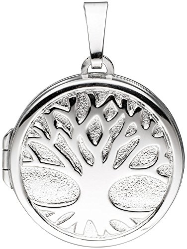 Medaillon für 2 Fotos Amulett Baum Anhänger zum Öffnen rund 925 Silber