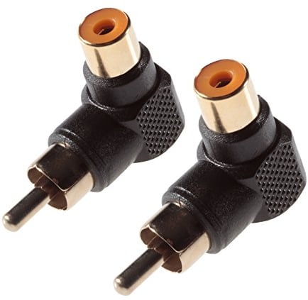 POPPSTAR - Clavijas angulares Cinch, Adaptador Angular RCA, Enchufe Cinch de 6mm / Clavija Cinch, Alta resolución, Audio/Video, contactos Dorados, 2 Piezas