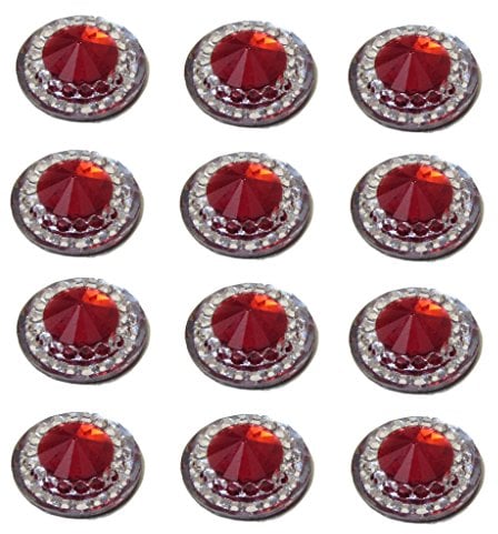 Syntego 40 x Self Adhesive Round Diamante Rhinestones Acrylic Crystals Stick on Gems for Card Making (Red)