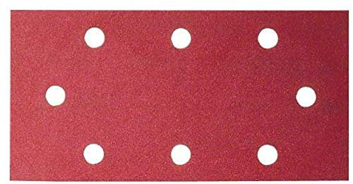Bosch 10 Fogli Abrasivi 93x230 mm per Levigatrice Orbitale, 8 Fori, Qualità Rossa, Grana 80