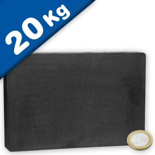 Quadermagnet 150,0 mm x 100,0 mm x 20,0 mm Y30 Ferrit Keramik-Magnet-Quader - hält 20,0 kg - starke Keramische Magnete (Hartferrit) für Industrie und Haushalt