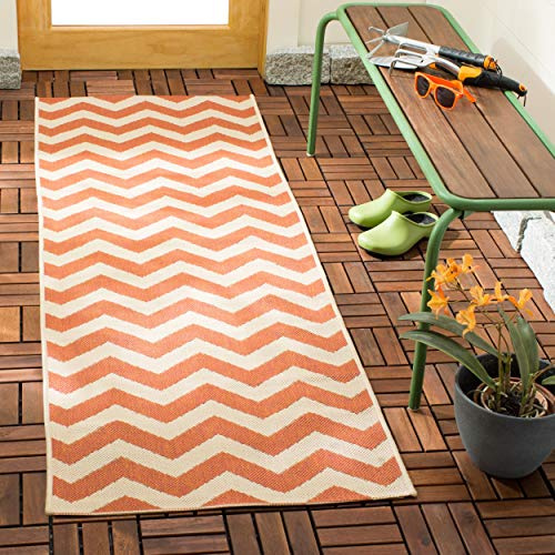 SAFAVIEH Washable Rug Outdoor Courtyard Collection - 2' x 3'7, Terracotta & Beige, Non-Shedding & Easy Cleaning, Ideal for Patio, Front Door, Entryway, Doormat (CY6244-241)