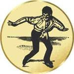 S.B.J - Sportland Pokal/Medaille Emblem, Motiv Eiskunstlauf, Durchmesser 50 mm, Gold