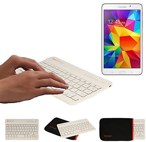 TECHGEAR [Active Strike (S) Slim Line Bluetooth Wireless UK Qwerty Keyboard With Carry Case Cover for Samsung Galaxy Tab A 8.0 2019, Tab A 7.0, Tab 4, Tab 3, Tab 2, (7 Inch Tablets) - White