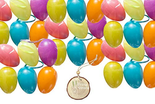 hegro-grosshandel Ostereier Plastik 7cm Pastell Farben + Baumscheibe Ostern … (72, Pastell)