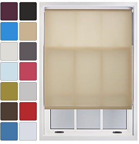FURNISHED Blinds Window Custom Made to Measure Daylight Roller Blinds - Sheer Non-blackout Blind Opaque Fabric Shades Easy Fit Window Blinds, Cappuccino up to 240W x 210H cm