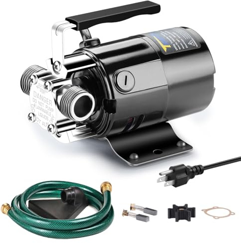 Trupow Water Transfer Pump, 115V 1/10HP 330GPH Electric Utility Water Pump with 6ft Water Hose Kit, Portable Small Water Pump For Pool Draining, Removing Water From Rain Barrel, Aquariums, etc.