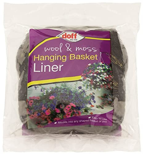 Doff Wool & Moss Hanging Basket Liner – Natural Moisture Retaining Plant Liner for Healthy Growth, Moulds to Any Container Shape for Clean Gardening – Indoor & Outdoor Plants