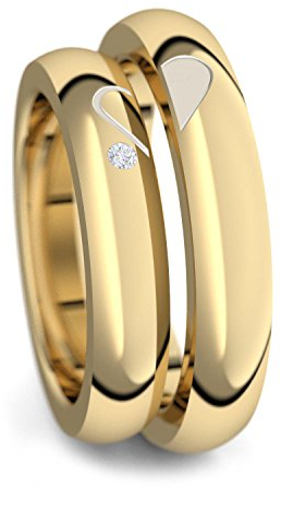 Eheringe Trauringe Gold Set AMOONIC mit Zirkonia Freundschaftsringe Paarpreis Verlobungsringe Partnerringe Silber 925 hochwertig vergoldet Ringpaar Hochzeitsringe Luxusetui Eheringe ER40VGGGZIFA-5060