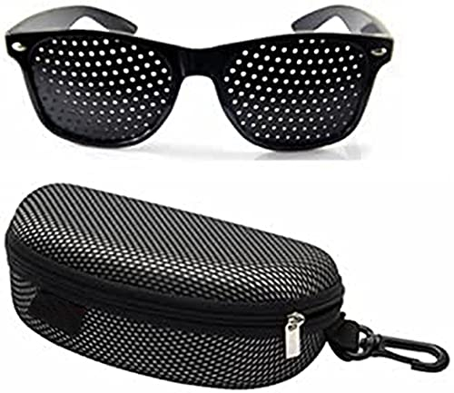 Rasterbrille Pinhole Glasses, Augentrainer Lochbrille, Schwarze Rasterbrille Pin-hole-brille Anti-ermüdungs-brille für Sehvermögen-Verbesserung und Augenentspannung
