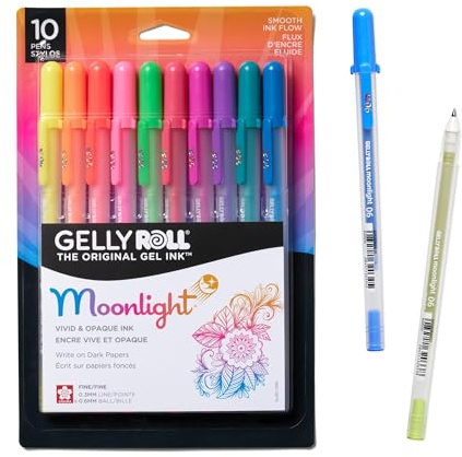 SAKURA Gelly Roll Moonlight Pen Set, 0.6 mm Fine Tip, Set of 10