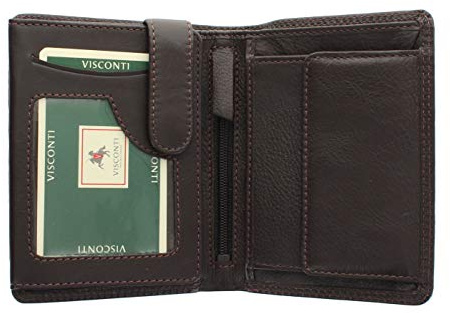 VISCONTI Heritage Collection Brixton Bi-Fold Leather Wallet RFID Blocking HT11 Chocolate