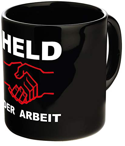 Tasse Held der Arbeit schwarz - Ossi Artikel - für Ostalgiker - DDR Produkte