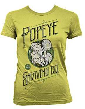 Popeye T Shirt Shaving Co Nue offiziell damen Skinny Fit Gelb