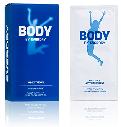 EVERDRY Antitranspirant Body Tücher | 10 Stück | ideal für unterwegs | Körper & Gesicht | gegen starkes Schwitzen