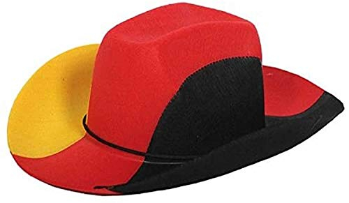 Unbekannt Cowboy-Filz-Hut * DEUTSCHLAND * mit Kordel als Deko für EM 2024, WM 2026, Fussball-Mottoparty oder Karnevall | Fasching Germany schwarz rot gelb gold