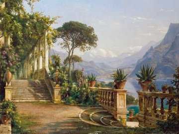 Lodge on Lake Como Kunstdruck by Carl Frederic Aagaard, 81x61