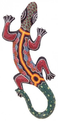 Woru Deko-Gekko FIRE FLAMES, Holz, Wandschmuck, wahlweise verschiedene Größen, von Klein bis Groß, Wand-Deko, (50 cm)