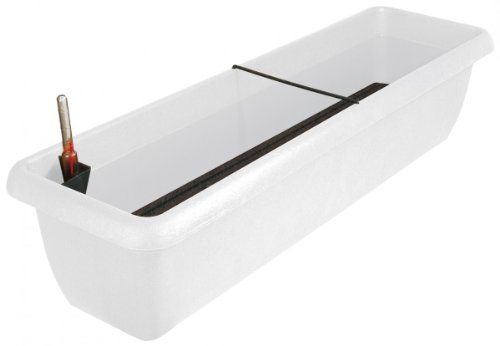 Blumenkasten AQUA ANDALUCIA aus Kunststoff incl. Bewässerung und Wassersstandsanzeiger, Farben:weiß 10;Länge:100 cm