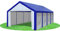 Stabilezelte Partyzelt 4x8m Modular Pro PE geschlossen BLAU Weiss