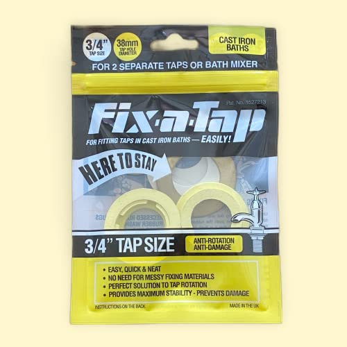 Essex Yellow Fix-a-Tap Tap Fitting Kit for 3/4 Taps or Bath Mixer - For Cast Iron Baths. Fits Two Separate Taps.