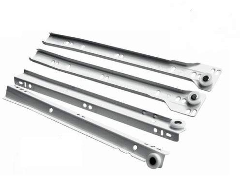 Roller Drawer Slides/Runners Bottom Fix Metal White Size 450mm
