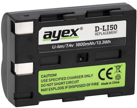 Lot de 2 ayex® D-LI50/NP-400 Batterie pour Pentax, Konica Minolta, Samsung, Sigma