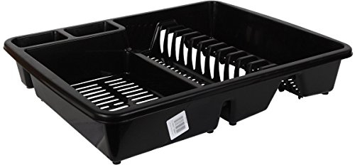 Dark Grey Sink Plastic Dish & Cutlery Drainer Plates Rack