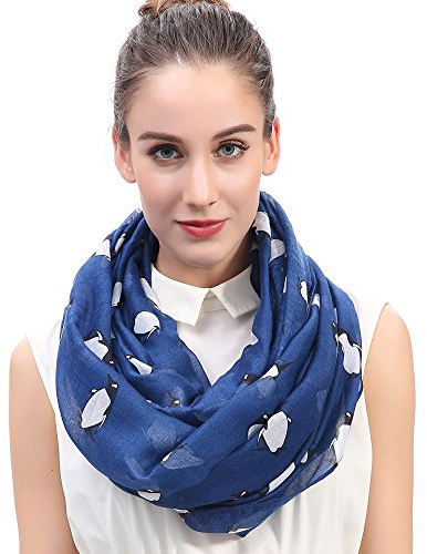 Lina & Lily Pinguin Damen Loop Schal Schlauchschal (Blau)