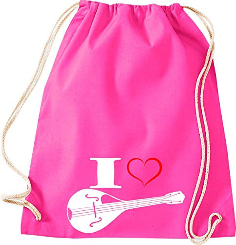 Shirtstown, Sac de gym Musique I Love Mandoline, rose bonbon