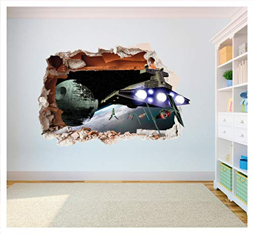 Wandaufkleber in Lochform mit Star Wars Todesstern, bedruckter Vinyl-Aufkleber (SS40010), Extra Large 800mm x 575mm