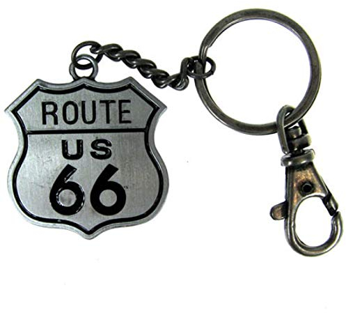 Piratenladen Schlüsselanhänger Route 66 - Highway - USA, Silber, Metall, Kratzfest, Klassisch, Autofans, Reisende, Erwachsene Männer, Herren